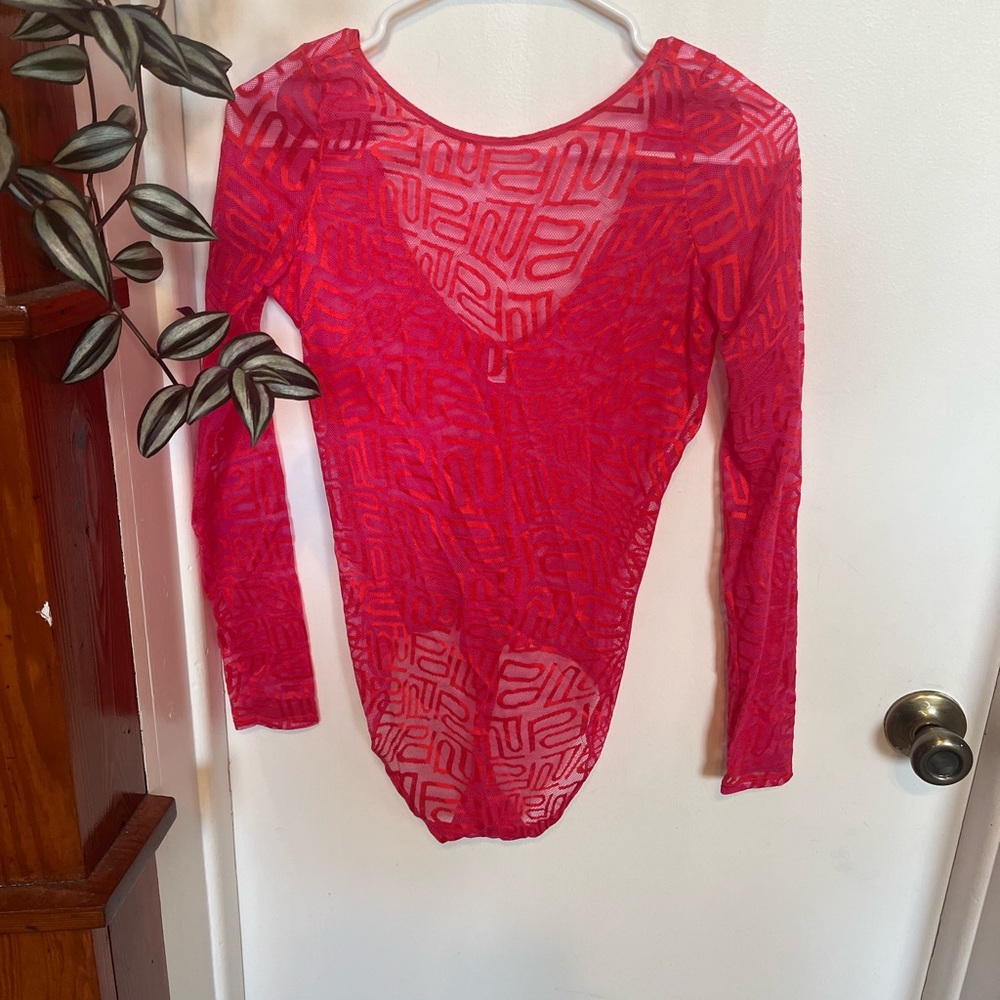 Brand New Never Worn Layering Luxe Mesh Bodysuit in “Rasberry” Sexy Silky Mesh